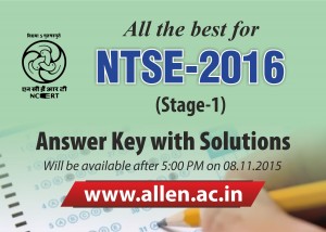 NTSE 2015-16 ANSWER KAY & PAPER SOLUTIONS